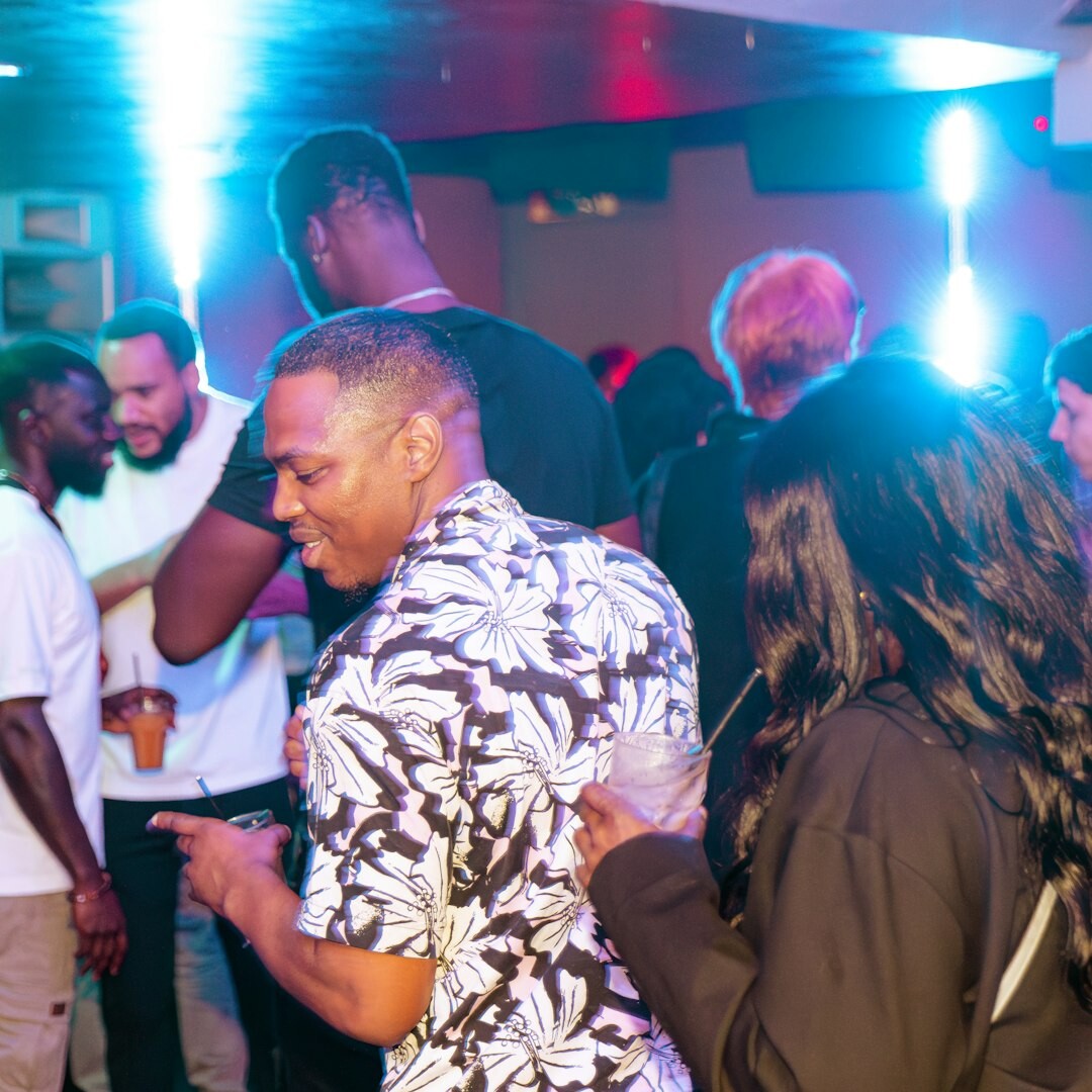 Guests mingling at an evening entertainment event