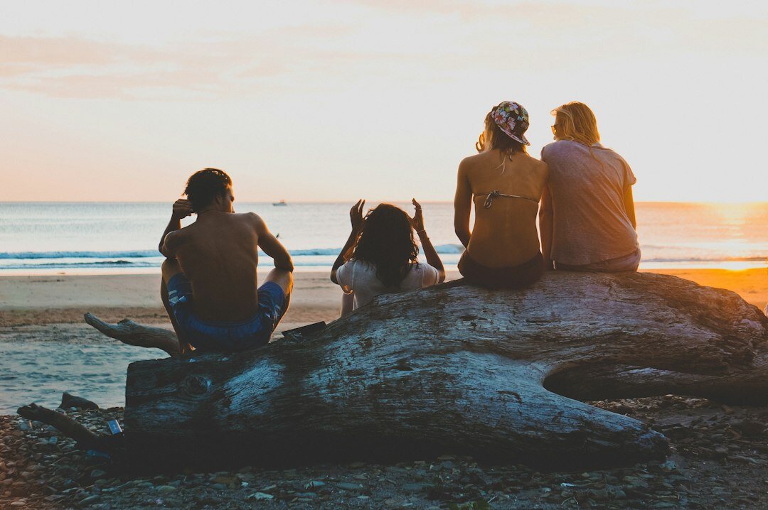 group of friends at beach
